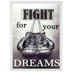 Quadro Boxe Fight For Your Dreams Moldura Branca 24X18Cm