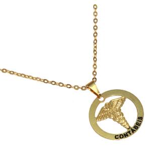 Colar Minha Profissão Contabilidade Folheado Ouro 18k