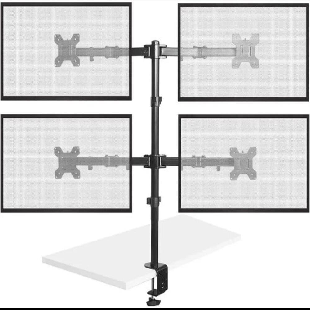 Suporte 4 Monitores Articulado Gamer Tv Braço Mesa Bancada Estudio Podcast Ajustavel Universal Luxo Completo