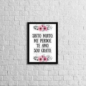 Quadro Hooponopono Te Amo, Sou Grato 33X24Cm - Moldura Preta