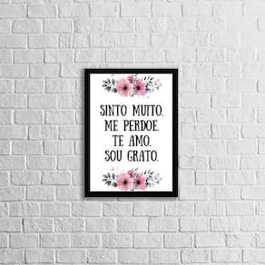 Quadro Hooponopono Te Amo, Sou Grato 33X24Cm - Moldura Preta