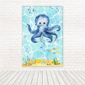 Painel Retangular Tecido 3D Fundo Do Mar 1,50X2,20 Frt-5305
