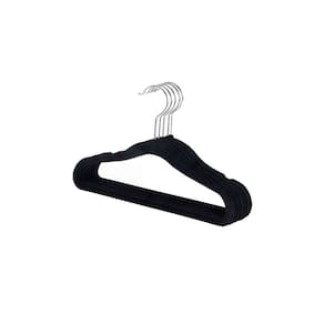 Cabide de Veludo Preto Slim Cava Lingerie Roupa Pequena 5un