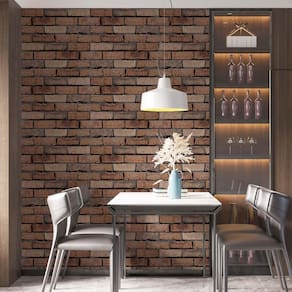 Kit 10 Rolos Papel De Parede Adesivo Tijolo Marrom 3,0M