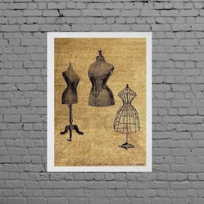 Quadro Modelos Manequim De Costura 33X24Cm Moldura Branca