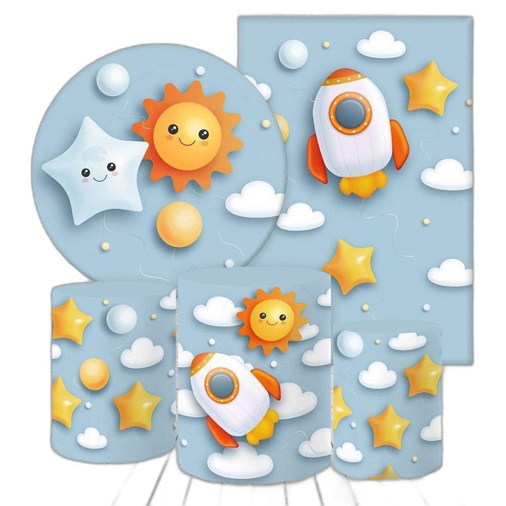 Kit 2 Painéis E Capas Tecido Sublimado Chá De Bebê Fkpc-1274