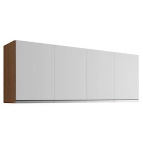 Armário Aéreo para Cozinha Andréia 4 Portas 150cm Amêndoa Branco - AJL