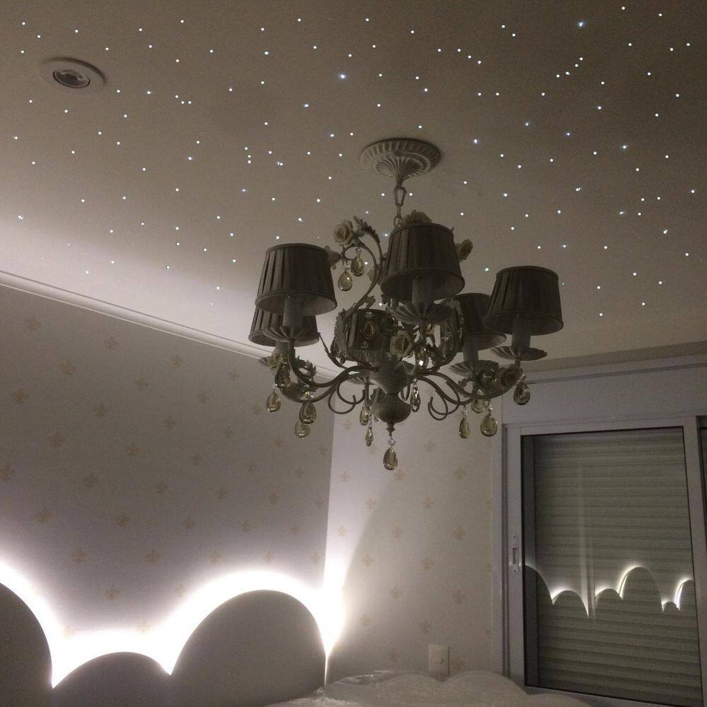 Kit Efeito Noite Estrelado 150 Fibras Otica Estrelado Rgb