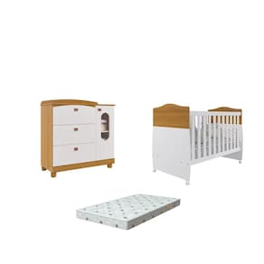 Quarto Bebe Berço e Cômoda Fofura Dorabelly com Colchão