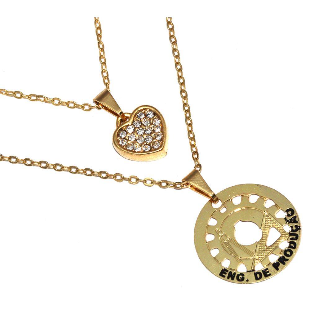 Colar Duplo Minha Profissão Engenharia De Produção Folheado