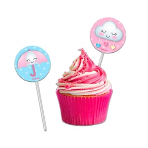 Kit Decoração Bandeirinha De Doces Topper Chuva De Amor 8Un