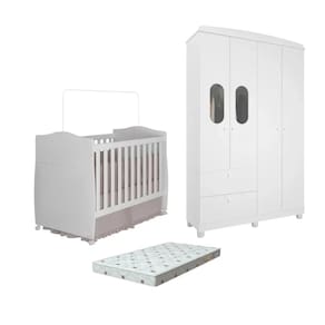 Quarto Bebe Berço e Guarda Roupa Dorabelly Fofura + Colchão