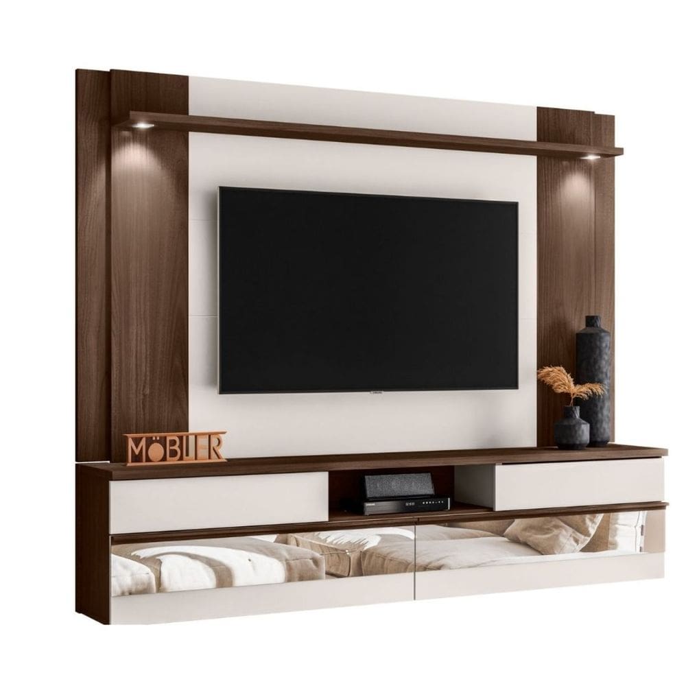 Painel Tv 75 Polegadas Flórida 200 cm Espelho Luminária LED