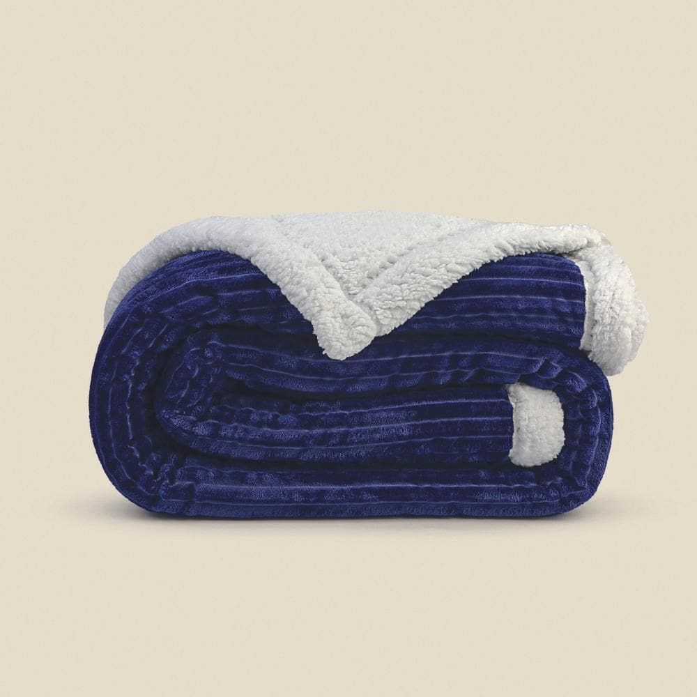 Edredom Sherpa Canelado Azul - A\CASA