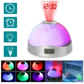 Relogio Projetor Luminaria Ceu Estrelado Despertador Infantil Abajur Luz Noturna Galaxia Astronauta Led