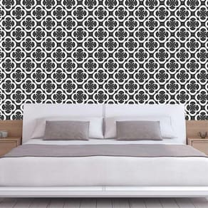 Papel De Parede Preto E Círculos Brancos Adesivo Sala Quarto