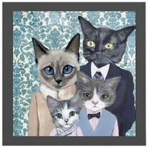 Quadro Quadrado Família De Gatinhos 20X20Cm
