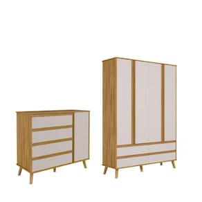 Quarto Bebe Moveis Peroba Theo Comoda Guarda Roupa MDF