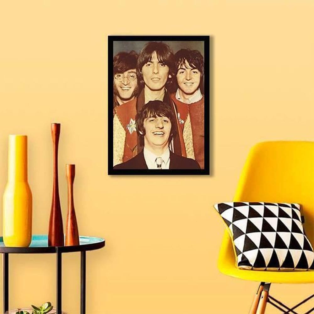 Quadro Fotografia Beatles 24x18cm - Moldura Preta
