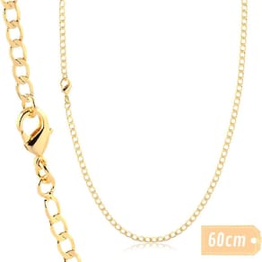 Corrente Masculina 3Mm 1X1 Grumet Banhado A Ouro 18K 60Cm