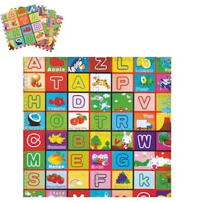 Kit Tapete Tatame Infantil 4 Placas Alcochoadas Didatico Alfabeto Bebe Quarto Sala Chao 60X60 Cm