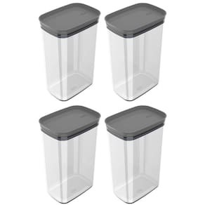 Conjunto de 4 Potes Hermético Retangular Block Cinza 2,3L - Ou