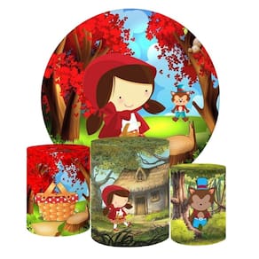 Painel Redondo Capas Tecido Sublimado Chapeuzinho Fkpc-1323