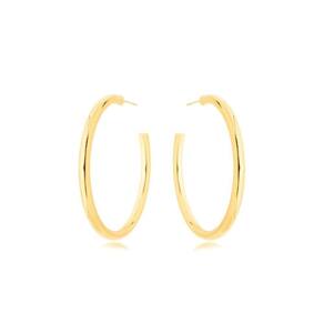 Brinco Argola Lisa Tarraxa Banhada A Ouro 18k