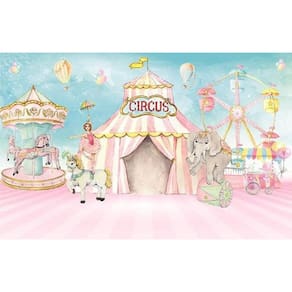 Painel Retangular 3D Sublimado Circo Rosa 2,0X1,5 Frt-149