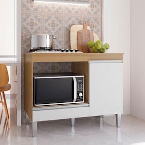 Balcão para Cooktop Ambiente Carla Amêndoa Branco - AJL