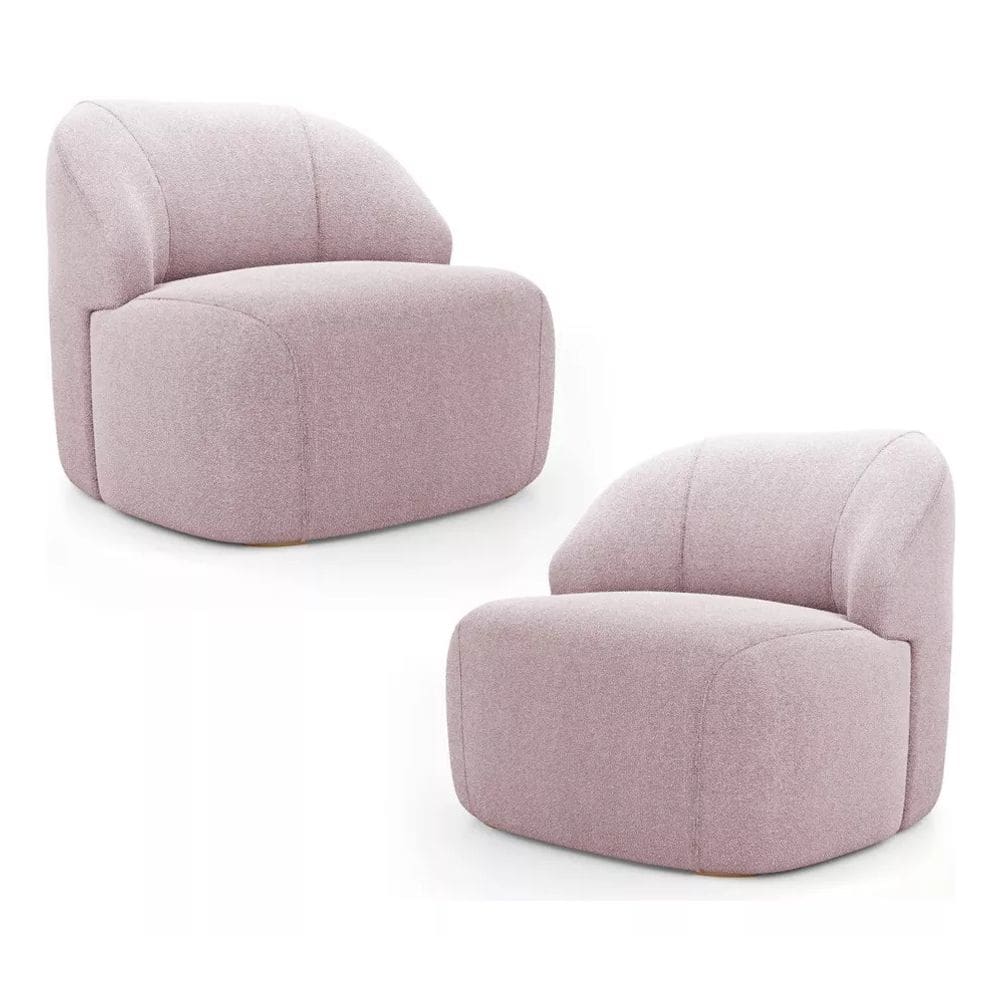 Kit 2 Poltronas Organica Eloa Boucle Rose - Londrilar