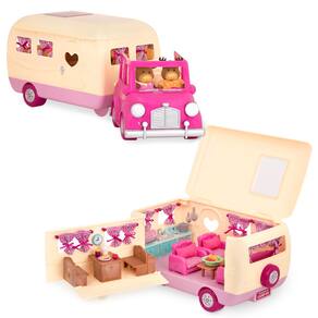 Conjunto de brinquedos Dollhouse Li`l Woodzeez Happy Camper Pink 40 unidades