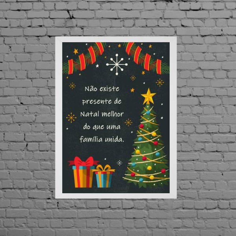 Quadro Decorativo Natal Família Reunida 24X18cm Branca