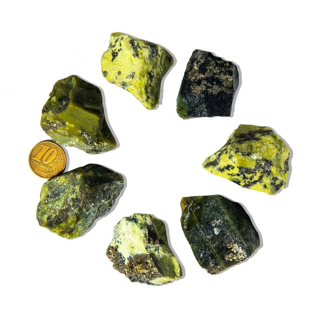 10 Serpentinita com Pirita Bruta Natural Média 35mm 250 a 500g