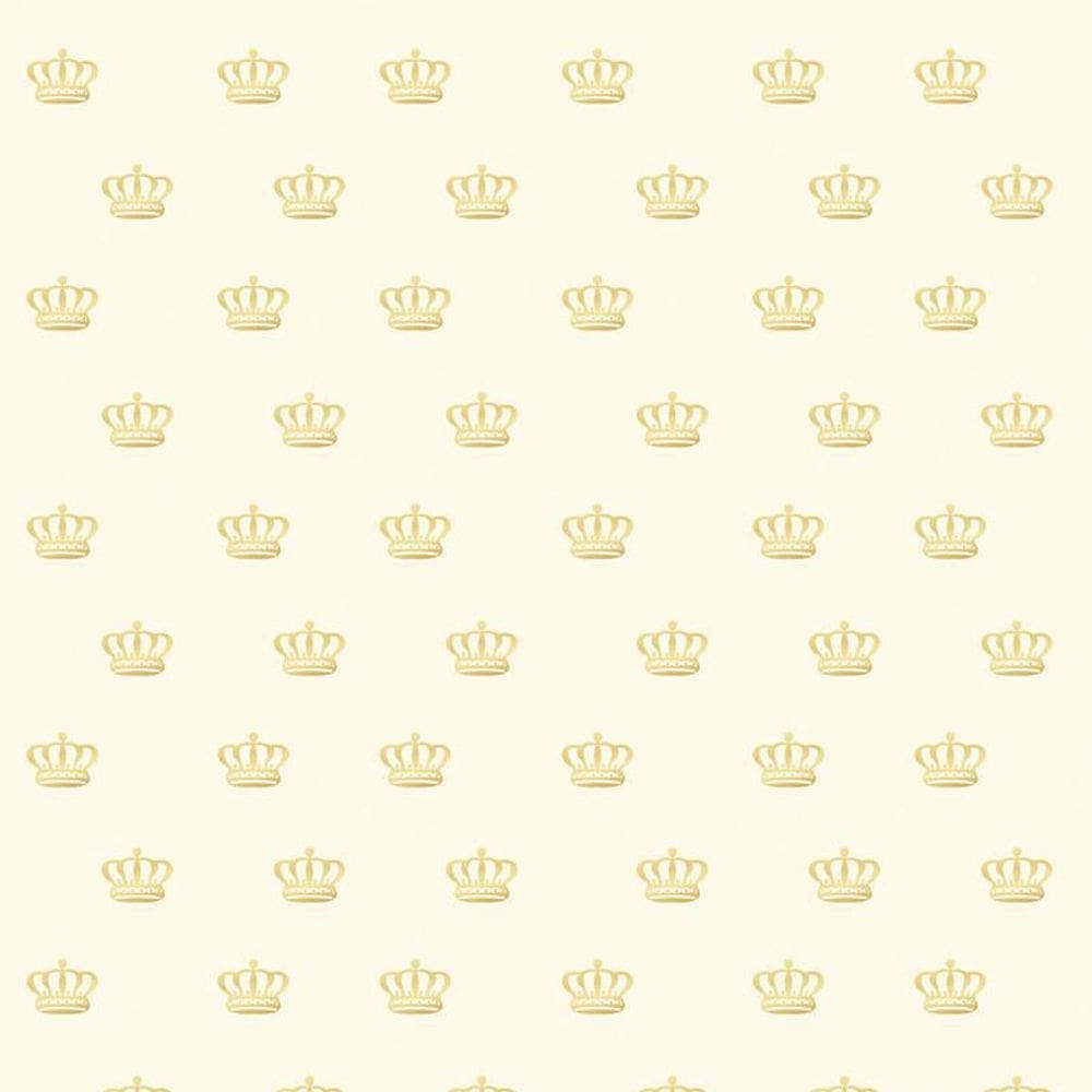 Papel De Parede Amarelo Com Coroa Dourada Infantil Adesivo