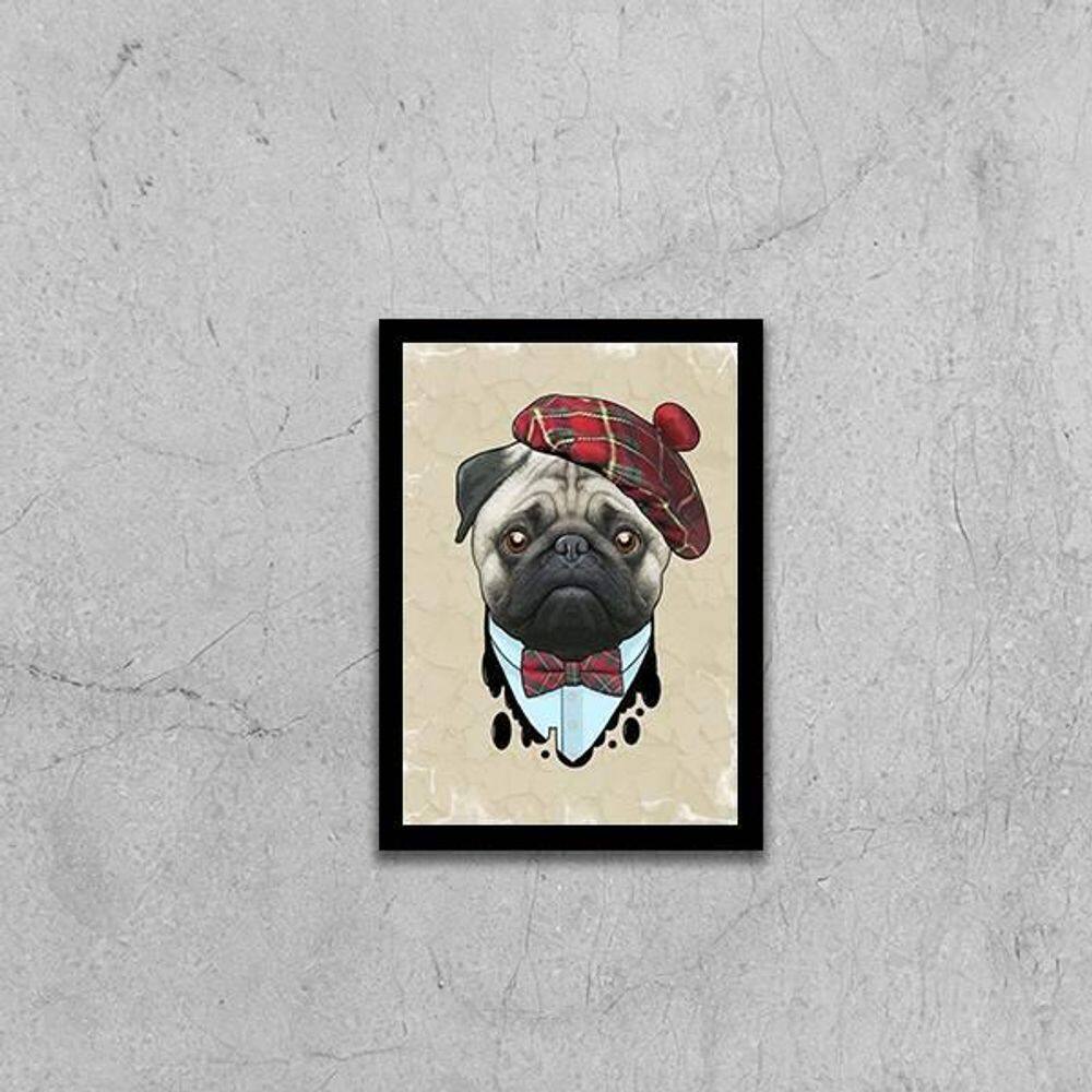 Quadro Pug Boina 24X18Cm