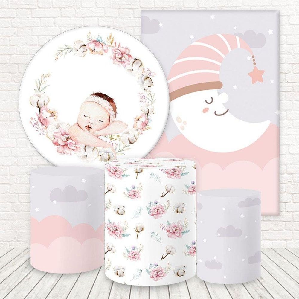 Kit 2 Painéis E Capas Tecido Sublimado Chá De Bebê Fkpc-1271