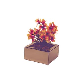 Vaso Cachepô Bronze Espelhado Quadrado Decoração