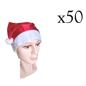 Kit 50 Toucas Gorro Papai Noel Em Cetim Natal Fantasia