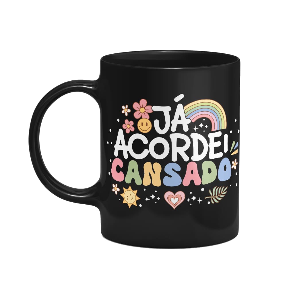 Caneca Vibes - Já acordei cansado - Preta