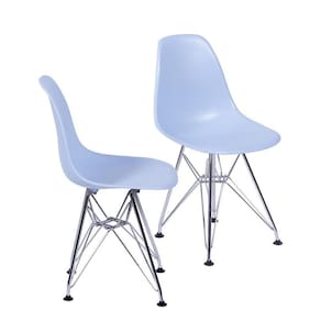 Kit 2 Cadeiras Boxbit Dkr Eames Base Cromada Azul