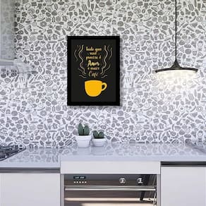 Quadro Tudo O Que Precisa Amor E Mais Café 24X18 Vidro Preta