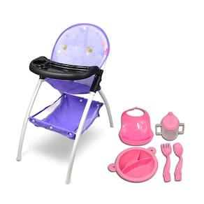 Cadeira alta Baby Doll Anivia DH010A roxa com brinquedos de 16 polegadas