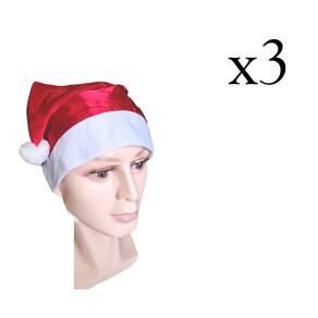 Kit 3 Toucas De Cetim Natalinas Gorro Papai Noel Fantasia