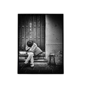 Quadro Fotografia Sanfoneiro 33X24Cm Com Vidro - Preta