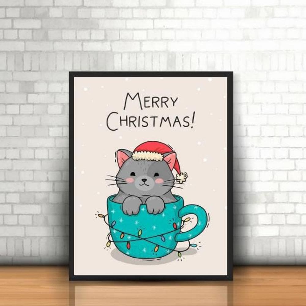 Quadro Decorativo Natal Papai Noel Hohoho 33X24cm Preta