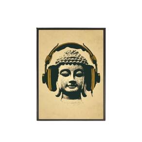 Quadro Decorativo Music Buda 24X18Cm - Madeira Preta