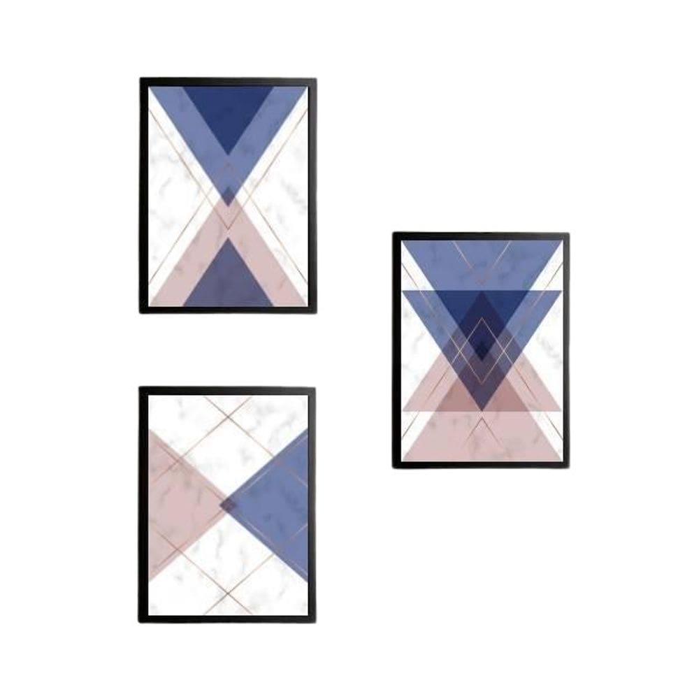 Quadro Decorativo Geométricos Violet Vidro 24X18Cm 3 Peças