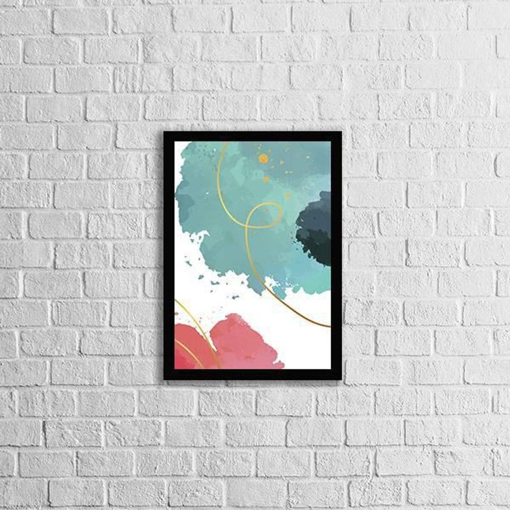 Quadro Abstrato Azul, Rosa E Preto Ii 24X18Cm