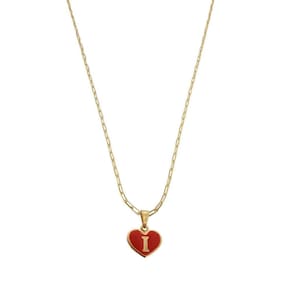 Colar Cartier 60Cm Coração Vermelho Letra I Banhado Ouro 18K